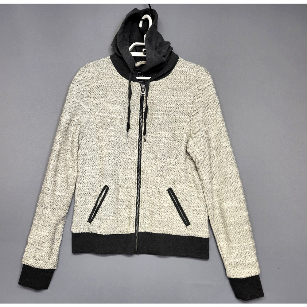 Empyre Streetwear Weaved Hoodie Jacket Mens M Gray Heathered Knit Zip Drawstring